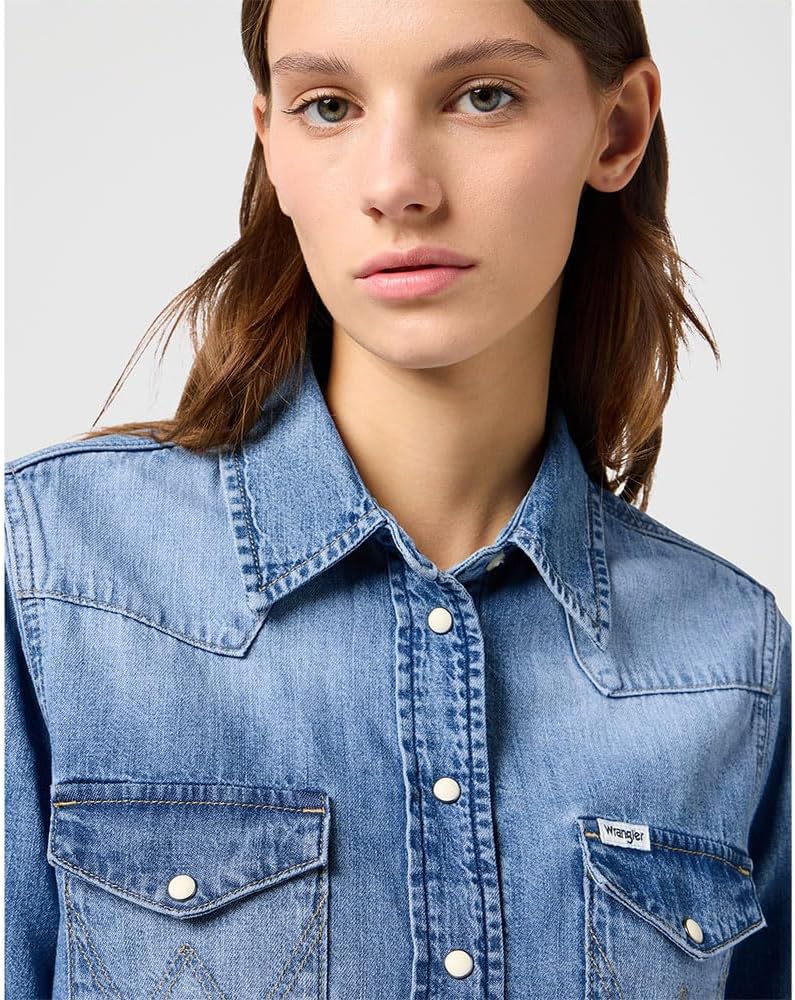 Wrangler Damen Heritage Shirt Shirt S Blue Melon Wash, S Blue Melon Wash