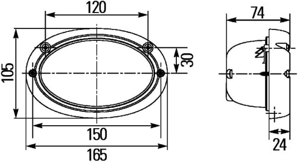 HELLA - Halogen-Arbeitsscheinwerfer - Oval 100 - 12V - Einbau/Schraubanschluss - 4-Punkt Befestigung