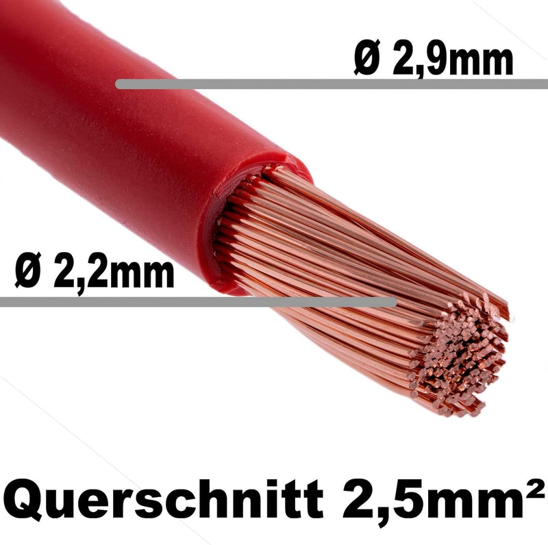 DCSk Fahrzeugleitung - 2,5mm² - 10m - FLRY B asymmetrisch Sortiment 5 Farben - 2.5 mm² - KFZ-Kabel-L