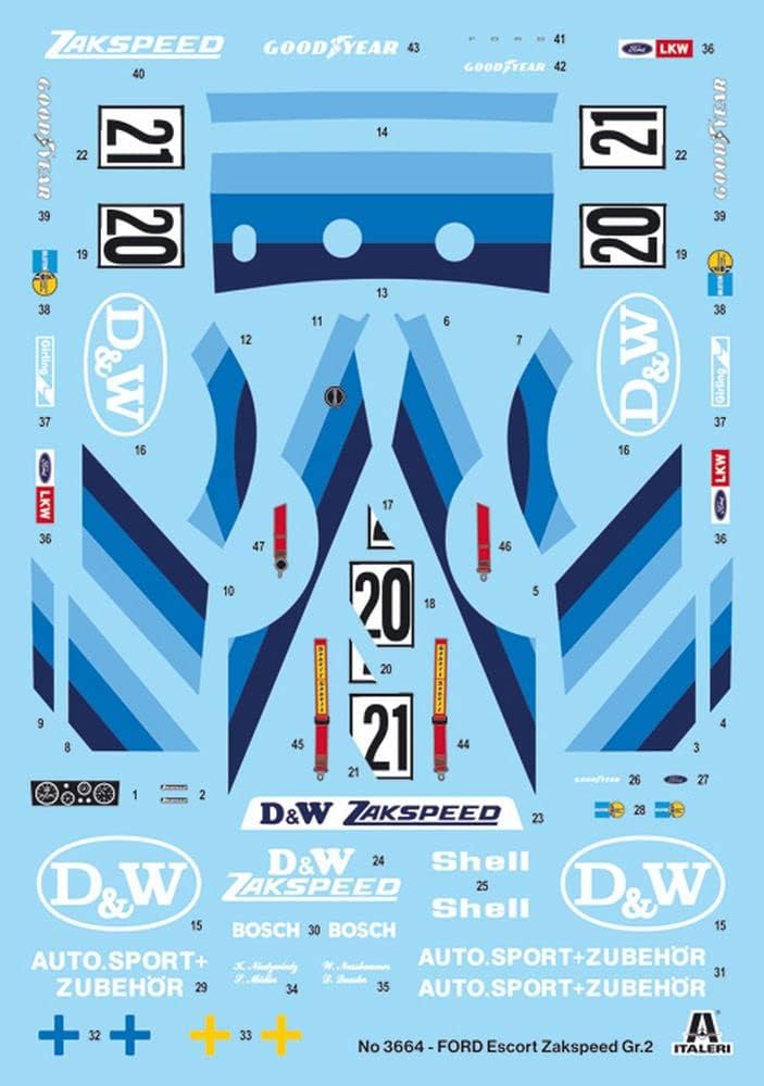 Italeri 3664S - 1:24 Ford Escort Zakspeed Gr.2 D&W Bausatz, Standmodellbau, Basteln, Hobby, Kleben,