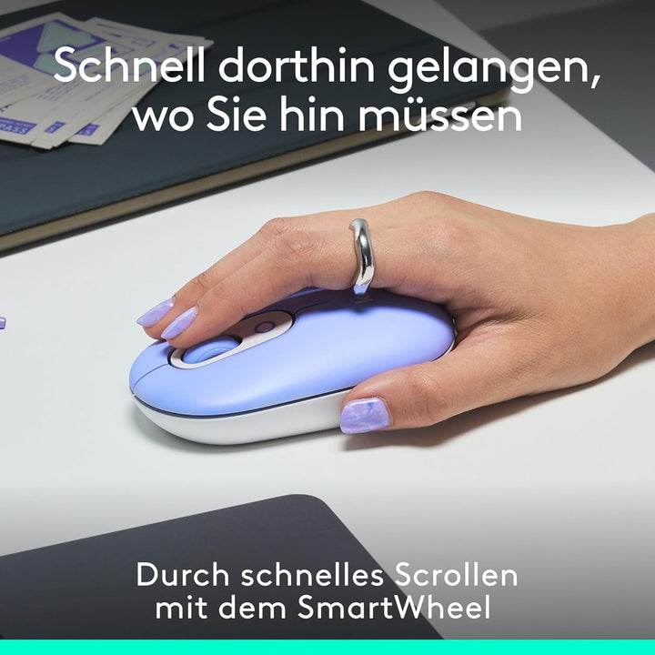 Logitech POP Mouse, kompakte und Mobile kabellose Bluetooth-Maus mit programmierbaren Tasten und lei