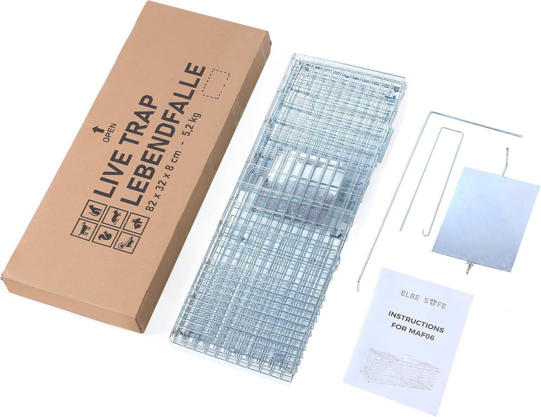 Elbe Safe Lebendfalle, Marderfalle, Katzefalle, Hundefalle, 80 x 29 x 32 cm, wetterfest, leicht zu r