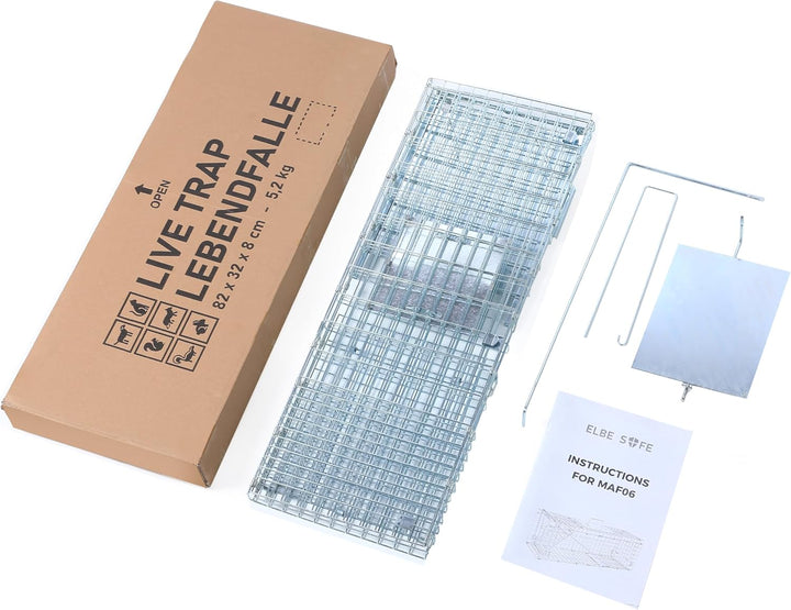 Elbe Safe Lebendfalle, Marderfalle, Katzefalle, Hundefalle, 80 x 29 x 32 cm, wetterfest, leicht zu r
