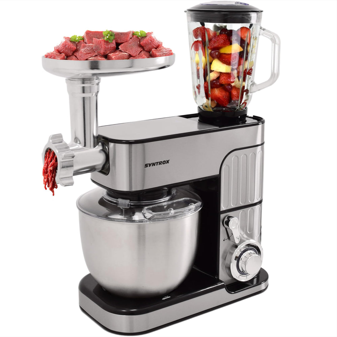 Syntrox Germany Küchenmaschine Zosma Fleischwolf & Mixer, Vielseitige Küchenmaschine, Platzsparende