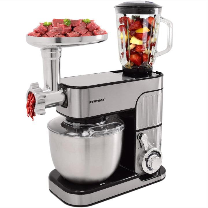 Syntrox Germany Küchenmaschine Zosma Fleischwolf & Mixer, Vielseitige Küchenmaschine, Platzsparende