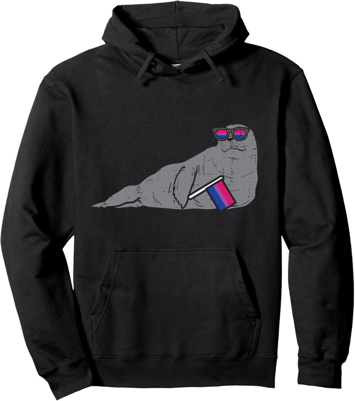 Seal Animal LGBTQ Bisexual Flag Gay Pride Ally Bi Men Women Pullover Hoodie