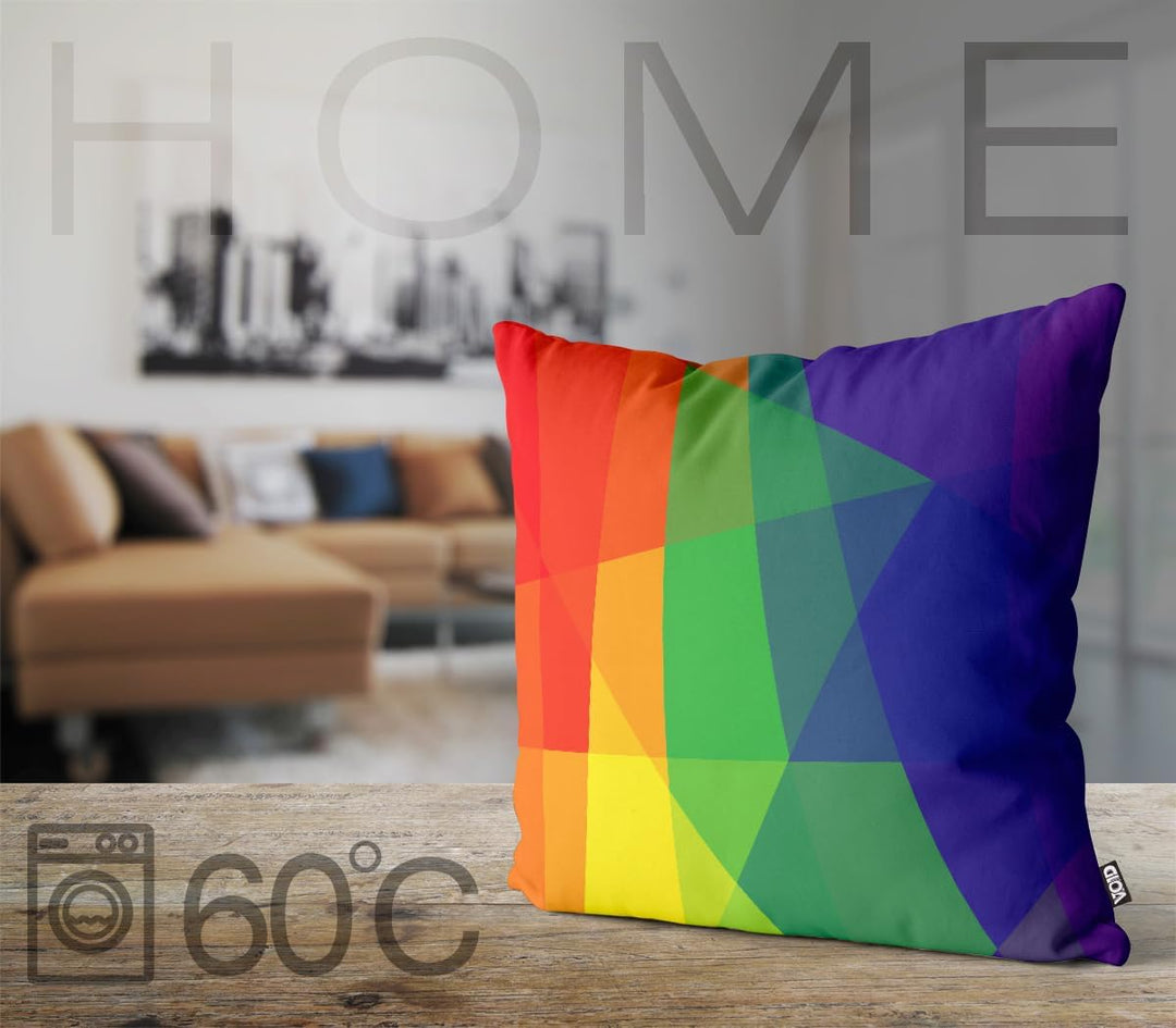 VOID Regenbogenfarben Muster Kissenbezug Kissenhülle Polyester wasserfest Outdoor Indoor, Kissen Grö
