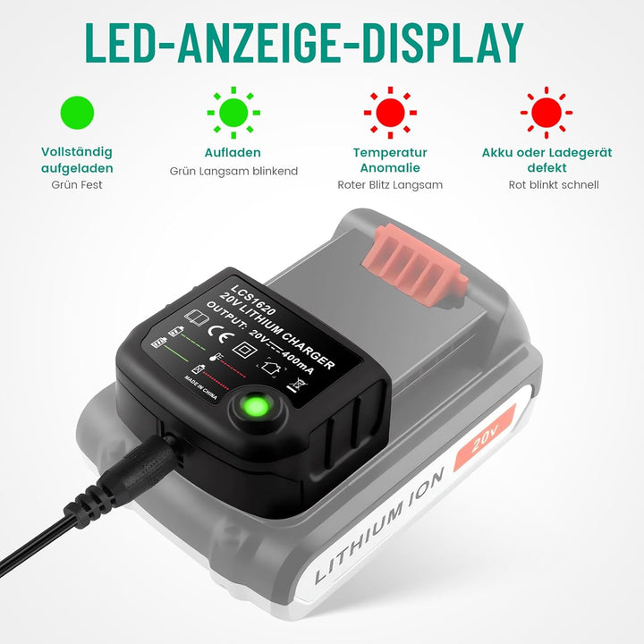 18V/20V Ladegerät Kompatibel mit Black & Decker, ASUNCELL Akku Schnellladegerat für Black & Decker B