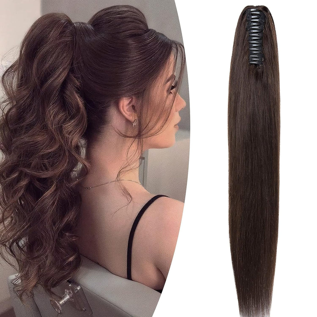 SEGO Ponytail Extension Haarteil Echthaar Zopf mit Klammer Clip in Pferdeschwanz Haarverlängerung 10