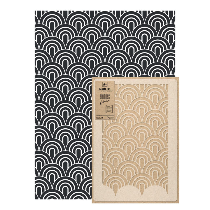 NAKLEO Wiederverwendbare Kunststoff-Schablonen - 59x95cm - Halbkreis Bogen Art Deco - Grosse Wiederh