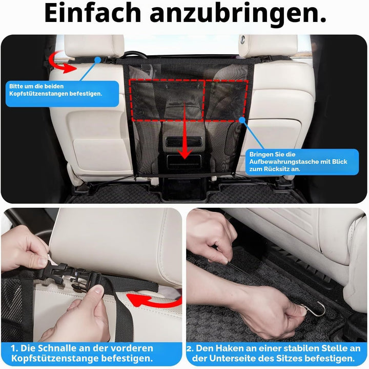 Hundegitter Auto, Hund Auto Rückbank, Hundeschutz Auto Rückbank mit Storage Compartment, Sicherheits