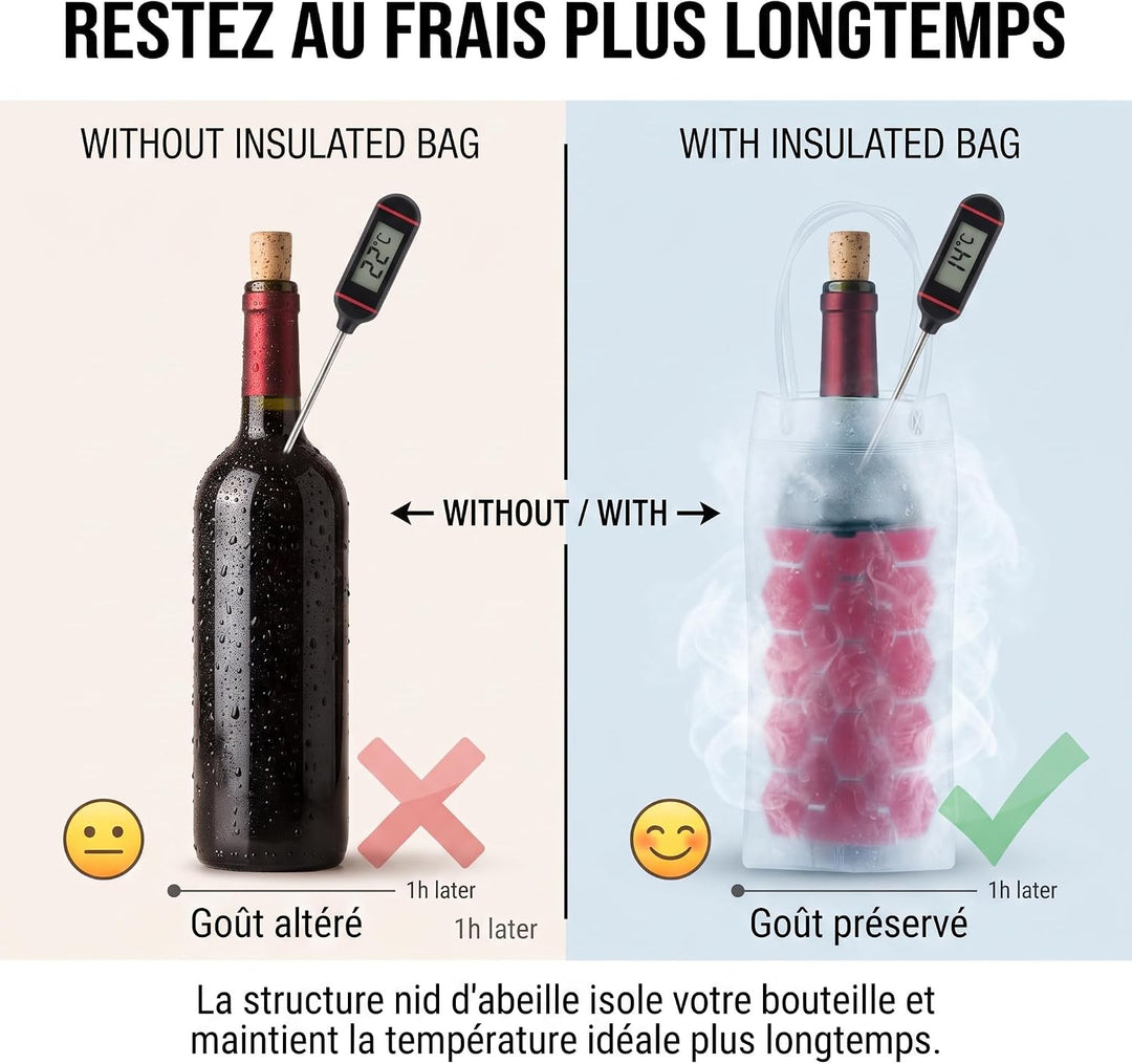 Kühltasche für Weinflaschen, transparent, 3 Stück (rot), Rot