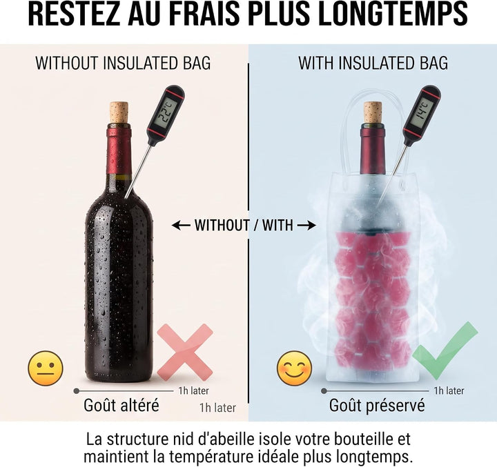 Kühltasche für Weinflaschen, transparent, 3 Stück (rot), Rot