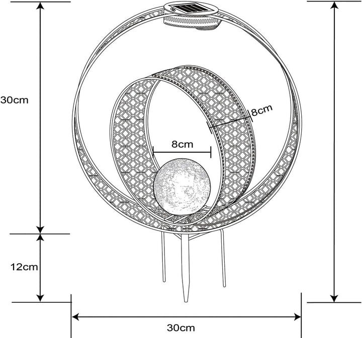 Solarleuchte mit Metallstanzungen und Glaskugel, Silber Höhe 42cm