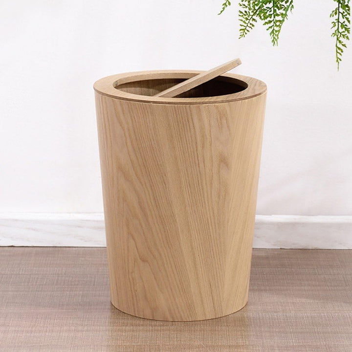 Holz-mülleimer, Schwingdeckel-mülleimer, Papierkorb, Vintage-mülleimer, Holzmaserung, Mülleimer, Sch