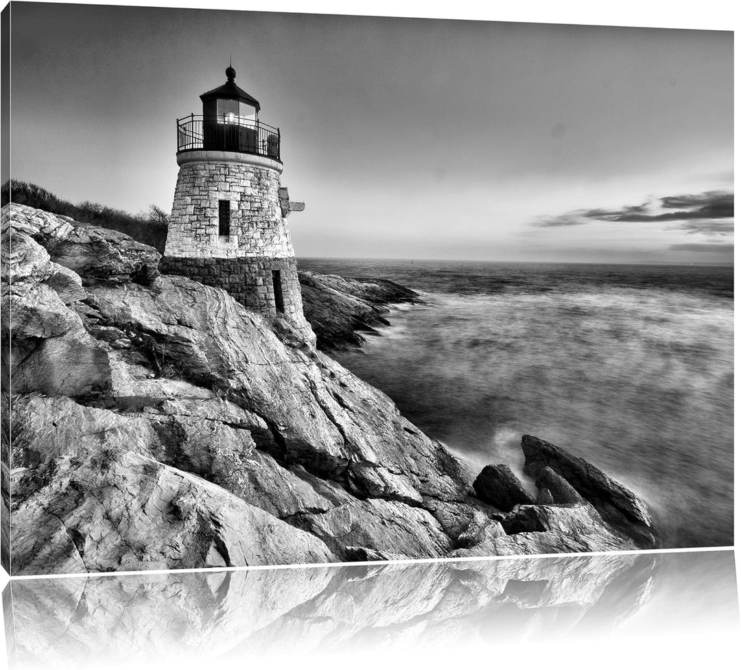 Pixxprint Kleiner Dicker Leuchtturm als Leinwandbild/Grösse: 100x70 / Wandbild/Kunstdruck/fertig bes