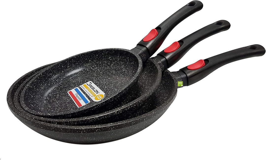 Pfannen-Set, Steinoptik, ohne PFOA, 3 Stück, Durchmesser:20/24/28 cm, alle Herdarten auch Induktion,