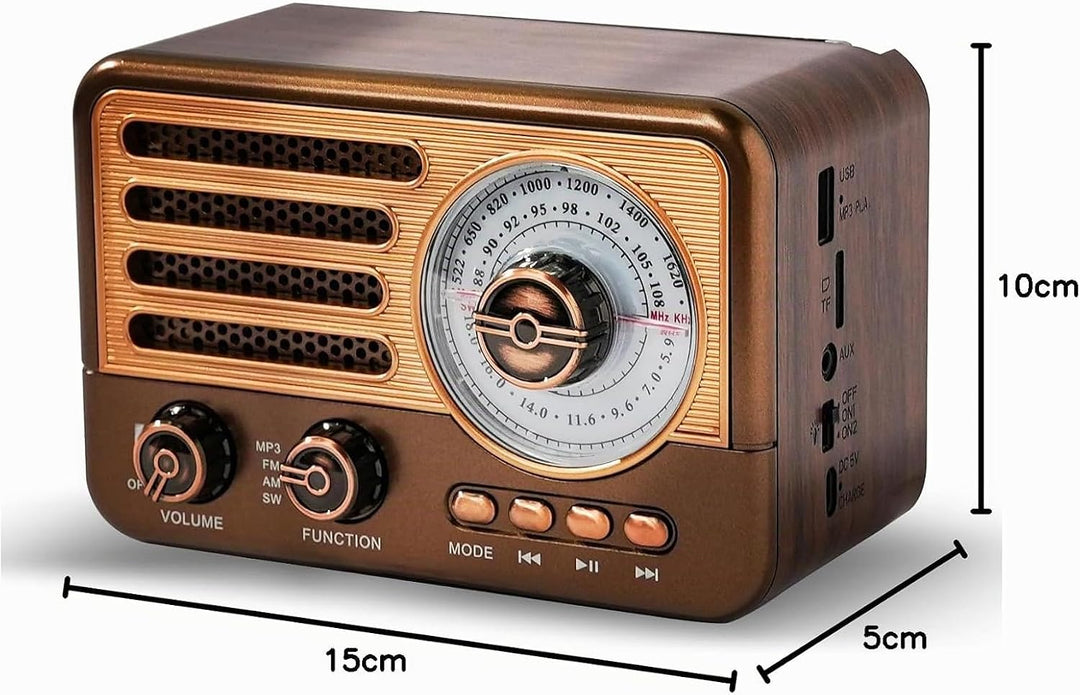 Retro-Transistorradio, batteriebetriebenes AM-FM-SW-Radio, kleines wiederaufladbares tragbares Radio