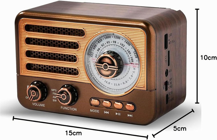 Retro-Transistorradio, batteriebetriebenes AM-FM-SW-Radio, kleines wiederaufladbares tragbares Radio