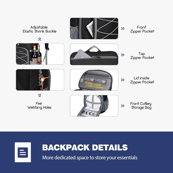 Maelstrom Kühlrucksack 35/50 Dosen, Isolierter Cooler Rucksack Auslaufsicher, Grosse Kühltasche Ruck