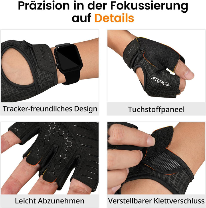 ATERCEL Fitness Handschuhe Herren Damen mit Vollhandpolsterung Trainingshandschuhe, Sporthandschuhe