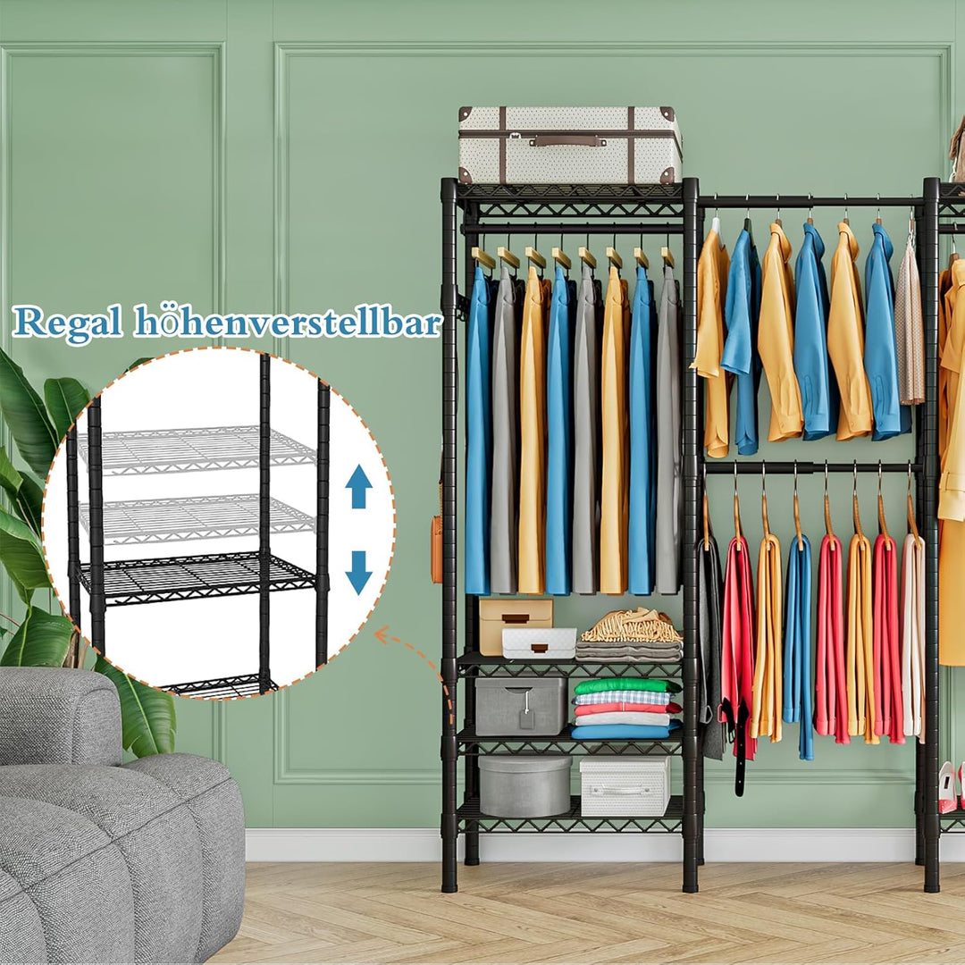 Erweiterbar Kleiderständer,Kleiderstange,(70.2-88.2”) Lx13.9”Wx71.2”H Schwerlast Kleiderständer Meta