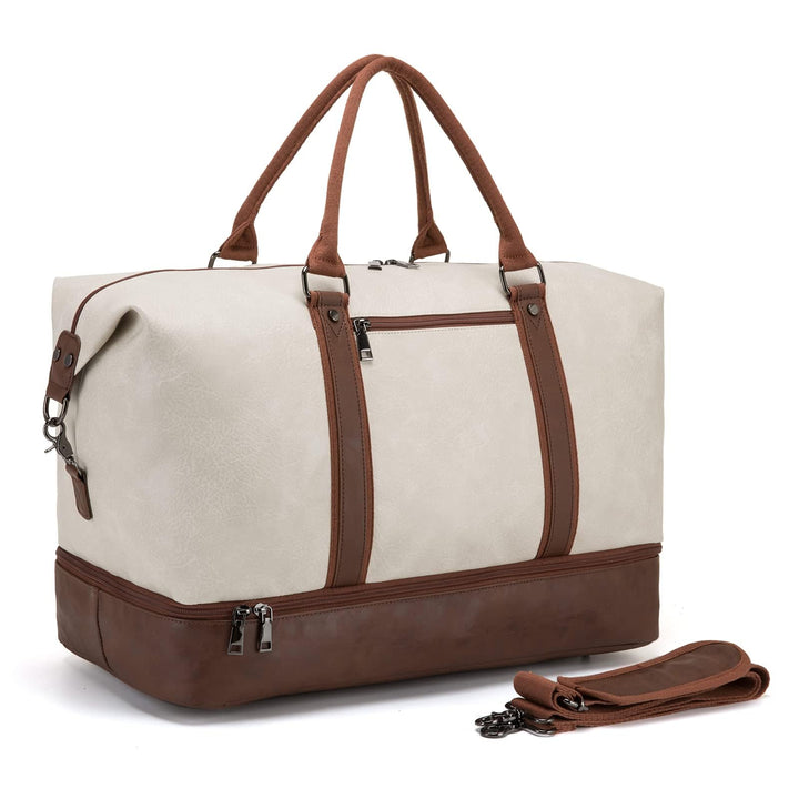Reisetasche für die Nacht, Segeltuch, Leder, übergrosse Wochenendtasche, grosse Handgepäcktasche, Re