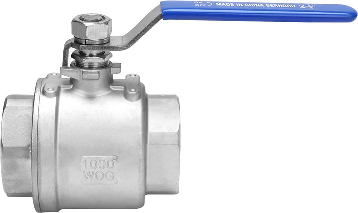 DERNORD Vollanschluss-Kugelhahn Edelstahl 304 Heavy Duty für Wasser, Öl und Gas mit blauen Verriegel