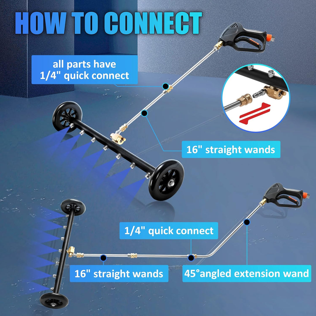 Tool Daily 60 cm 2-in-1 Unterboden-Hochdruckreiniger mit Adapter, kompatibel mit Karcher K2-K7, inkl
