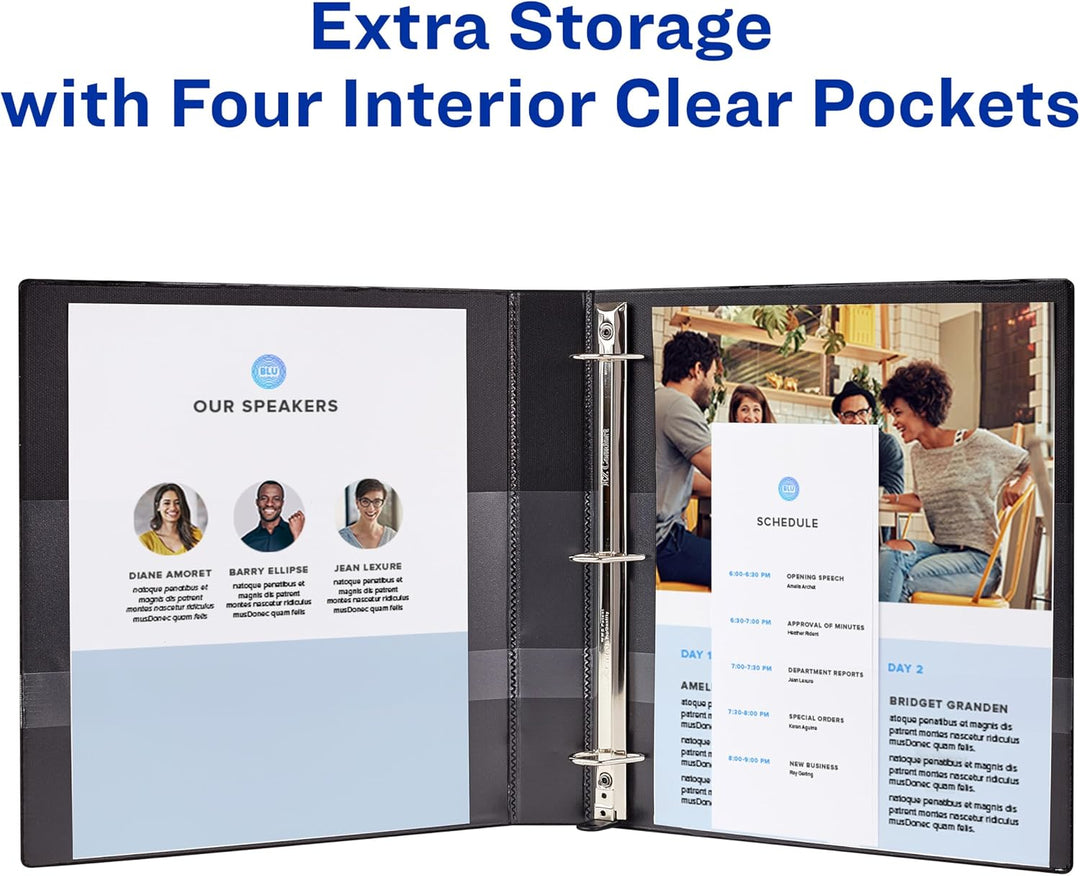 Avery Robuster 3-Ringbuch, 2,5 cm One-Touch-schräger Ring, für 21,6 x 27,9 cm Papier, 4 marineblaue