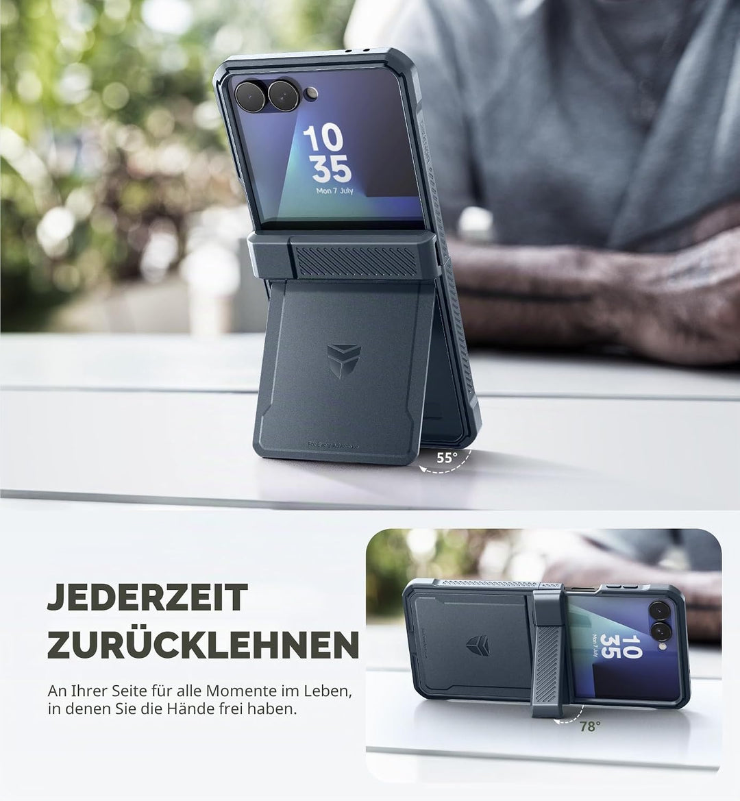 Dexnor Kompatibel mit Samsung Galaxy Z Flip 7 Hülle (2025) mit Dual Kickstands &amp; Auto-Close Scharnie
