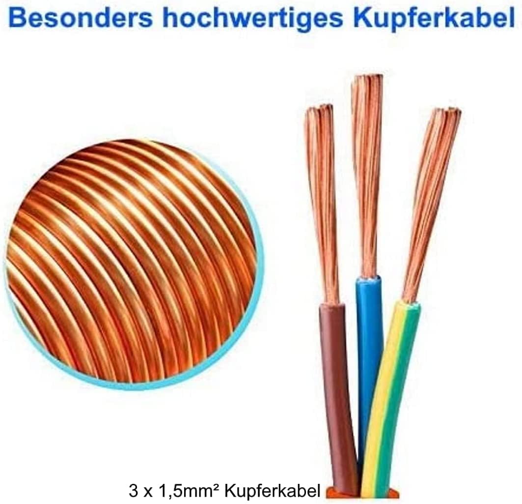 O&amp;W Security Schuko Verlängerungskabel 10 m – IP44 Stromkabel für Innen &amp; Aussen, Typ F Schutzkontak
