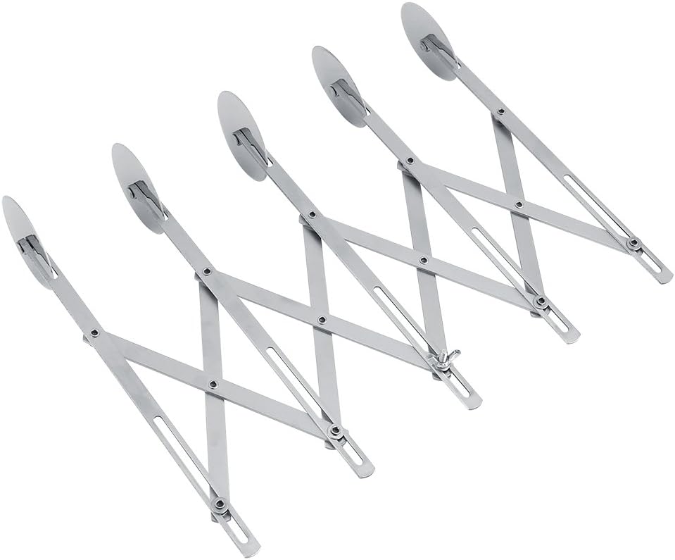 Haofy Teigschneider Pizzaschneider Edelstahl Teig Teiler 5 Rädchen Justierbar Cutter Rollenwerkzeuge