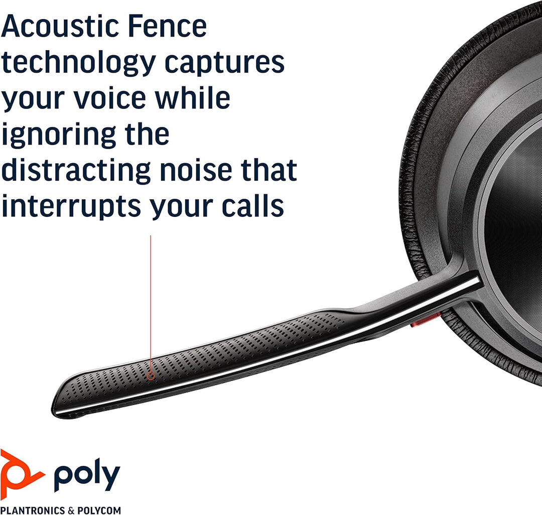 Poly - Voyager Focus 2 Office USB-A (Plantronics) - Bluetooth Dual-Ear (Stereo) Headset with Boom Mi