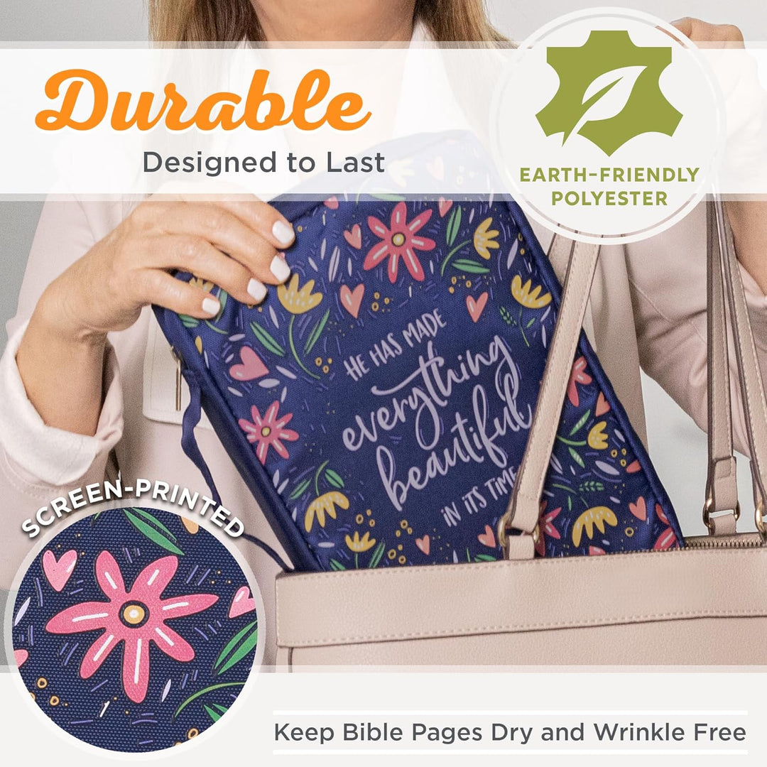 Christian Art Gifts Herren/Damen Bibelhülle Everything Beautiful Ecclesiastes 3:11, Blaue Blumen Lei