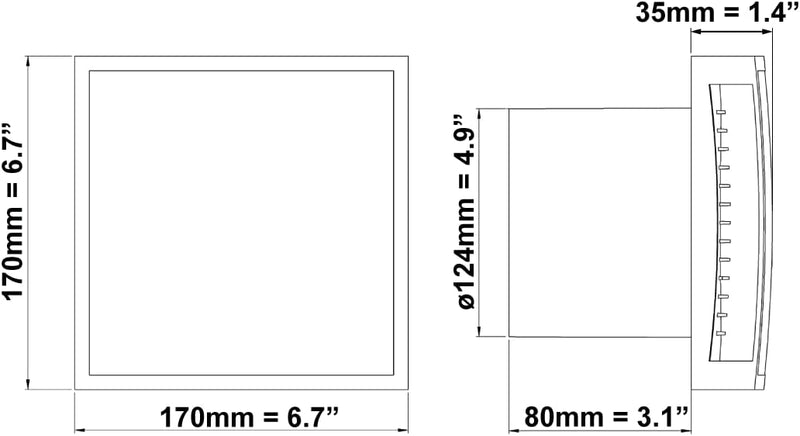 EUROPLAST Ø 125mm Anthrazit Bad-Lüfter mit Front, Leise Ventilator Lichtschalter-Aktivierung