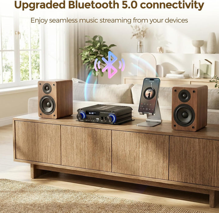 2.1 Kanal Stereo Audio Verstärker, Bluetooth 5.0 HiFi Endstufe mit Subwoofer-Ausgang, 300W×2+360W, U