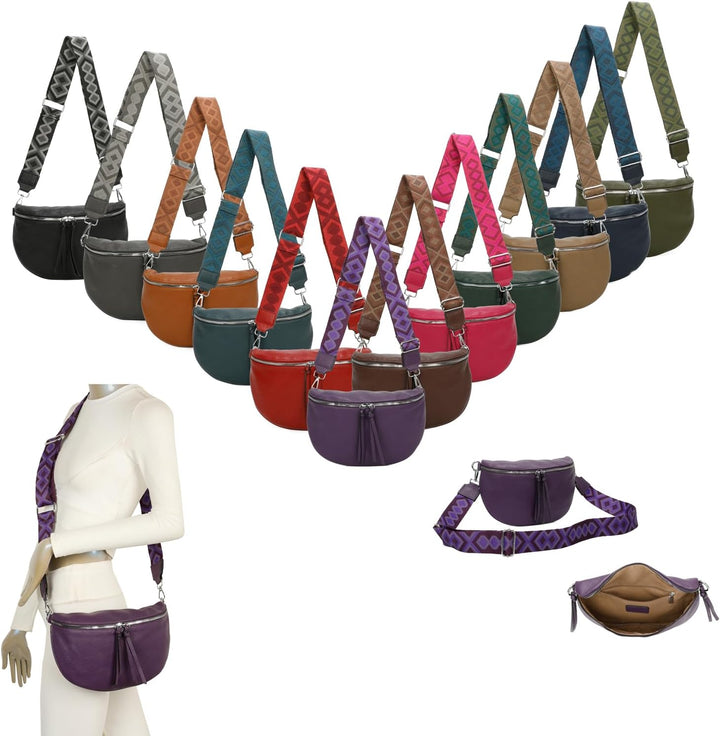 ITALYSHOP24 OBC Damen Tasche Gürteltasche Crossbody Hüfttasche Bauchtasche Umhängetasche Cross-Over