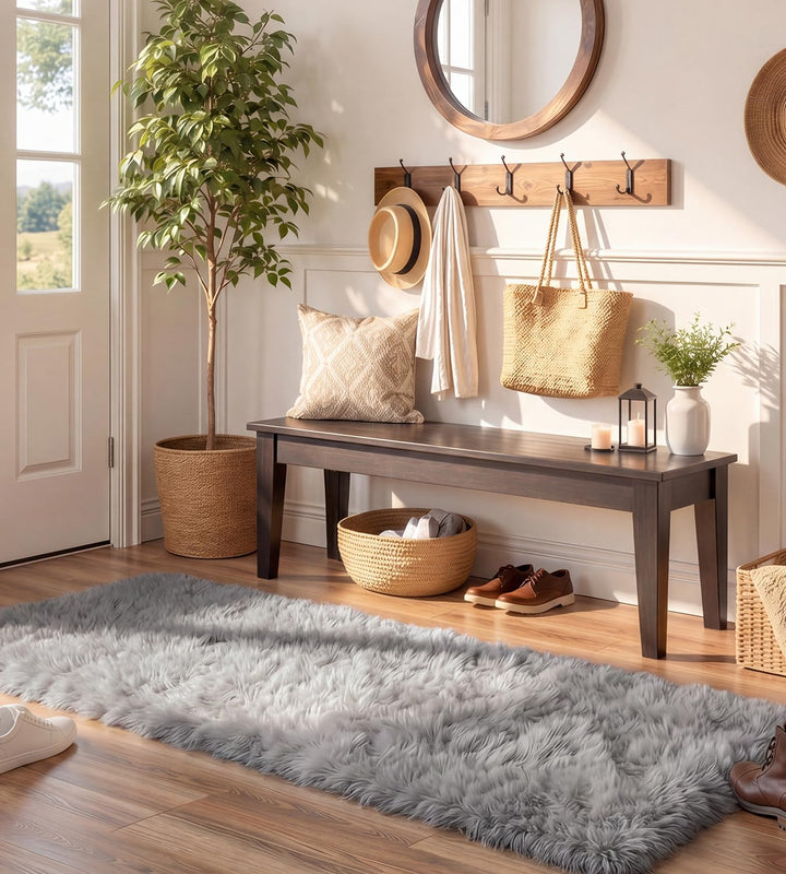 VOFUSHON Wohnzimmer Hochflor Teppich,Shaggy Flur Läufer Teppich Modern Flauschiger Weich Teppich Gro