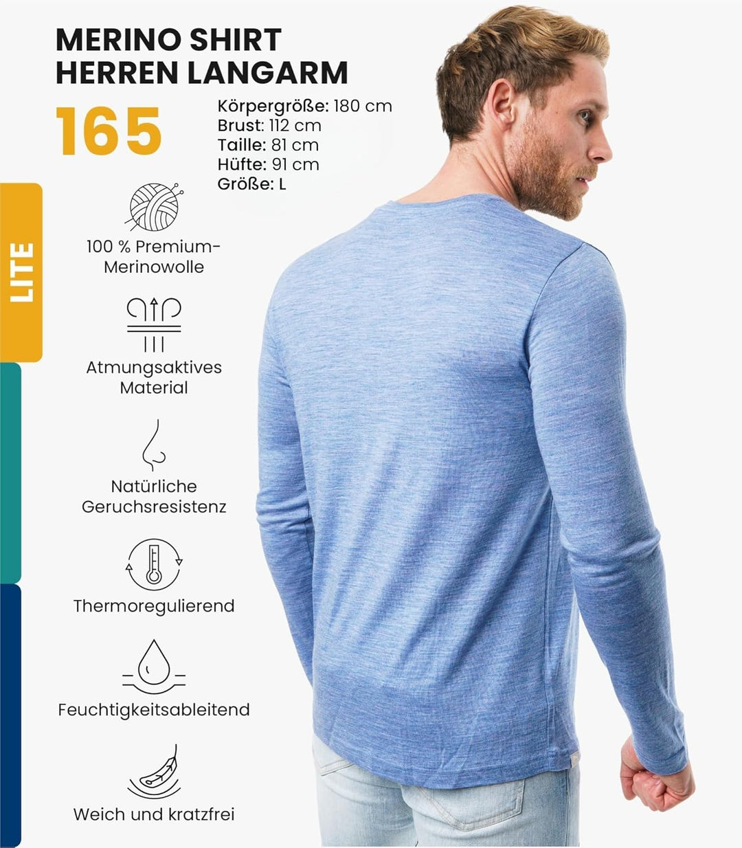 100% Merino Unterwäsche Herren - Merino Langarmshirt Herren Atmungsaktiv Und Feuchtigkeitsableitend