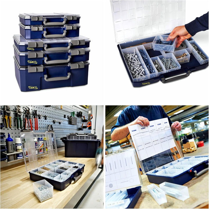 Raaco CarryLite 55 5x10-25/DL Sortierbox, 25 Einsätze, mit 25 Einsätze | Leicht Sortierbox für Werks