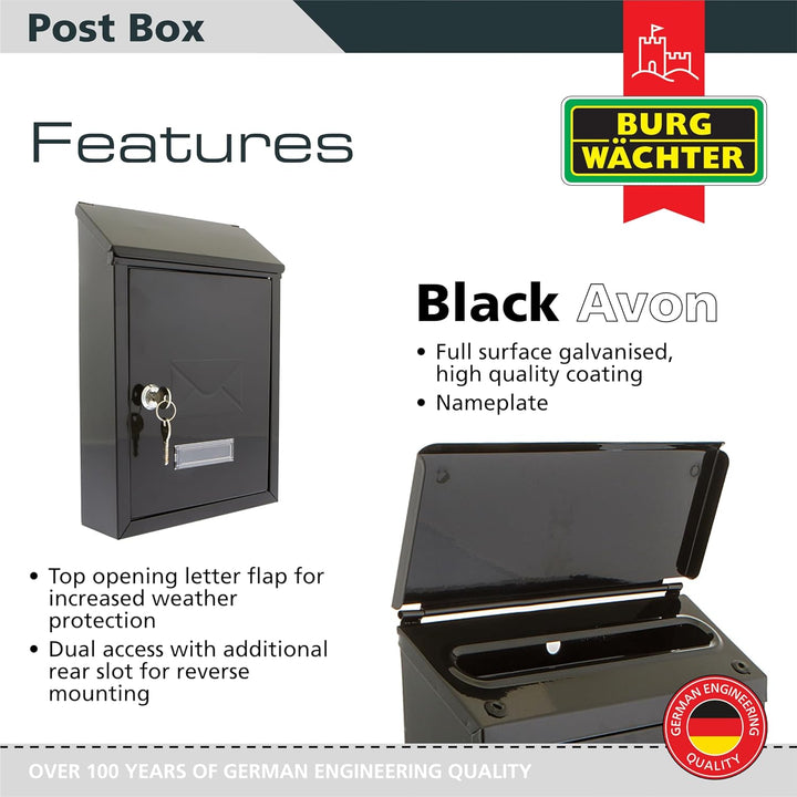 Avon-Stahlbriefkasten 001 der G2 Trading Company in Schwarz, Schwarz