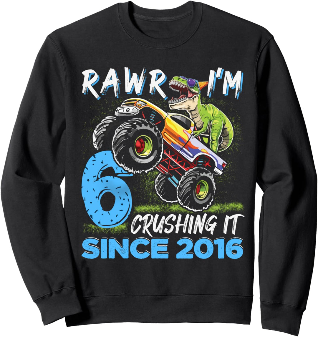 Rawr I'm 6 Monster Truck Dinosaurier 6. Geburtstag Party Jungen Sweatshirt