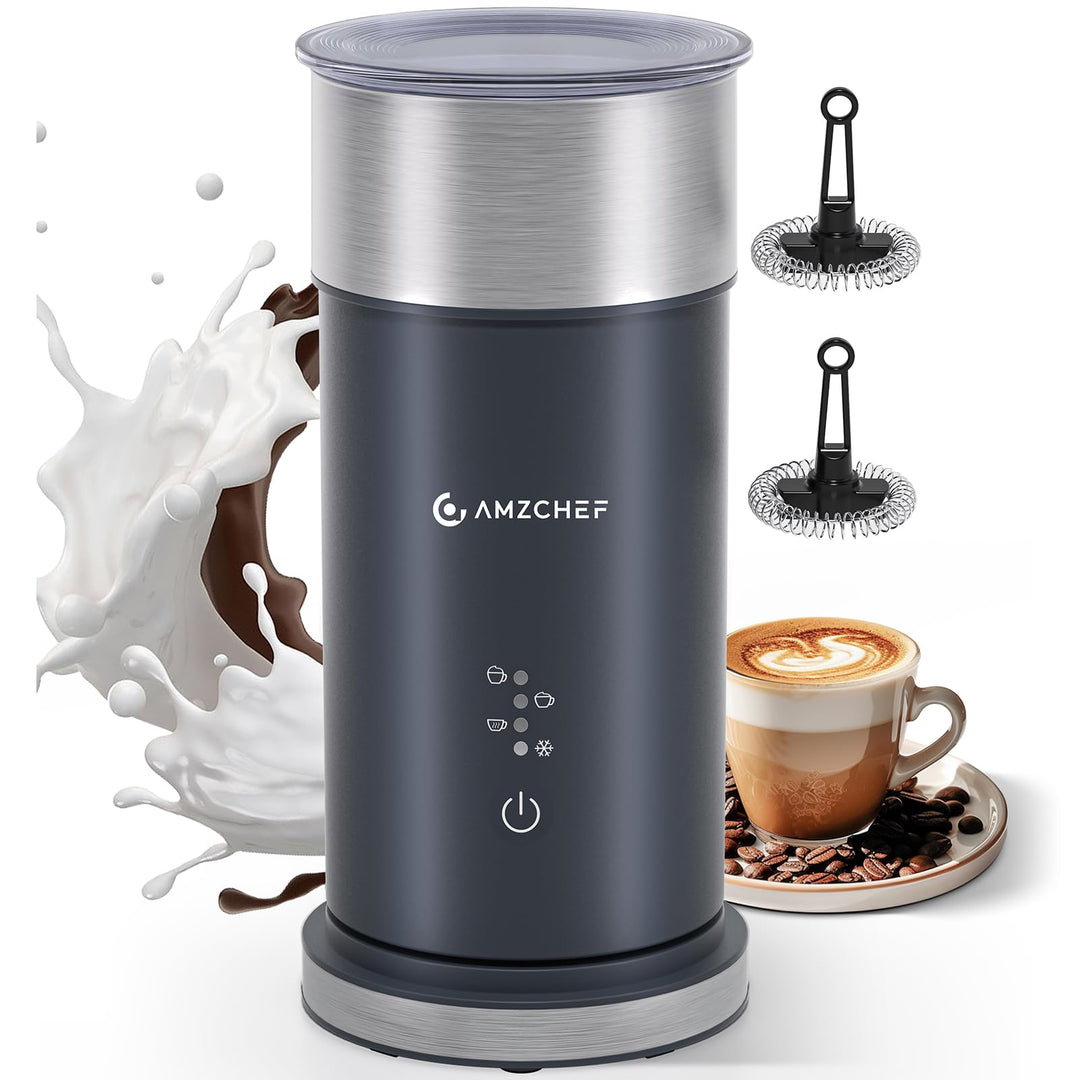 AMZCHEF Milchaufschäumer IPX6 Wasserdicht – 4-in-1 Milchaufschäumer Elektrisch für Cappuccino, Latte