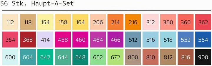 Stylefile Marker 36er Main A Set Beige/Black/Blue/Brown/Coral/Green/Ivory/Orange/Pink/Purple/Red/Tur