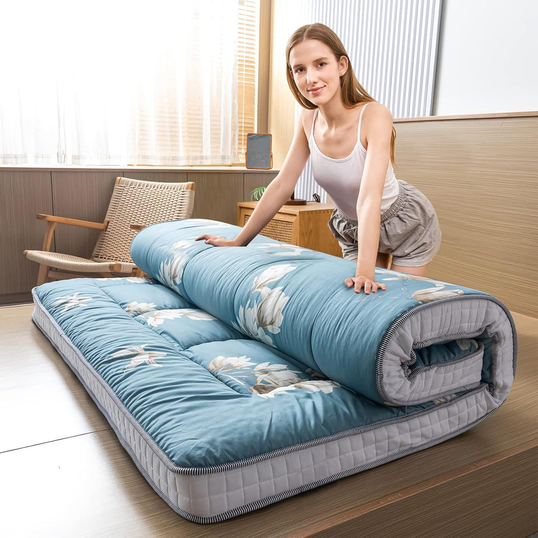 MAXYOYO Futon Matratze - gepolsterte japanische Bodenmatratze Gesteppte Klappbett Baumwolle Topper -