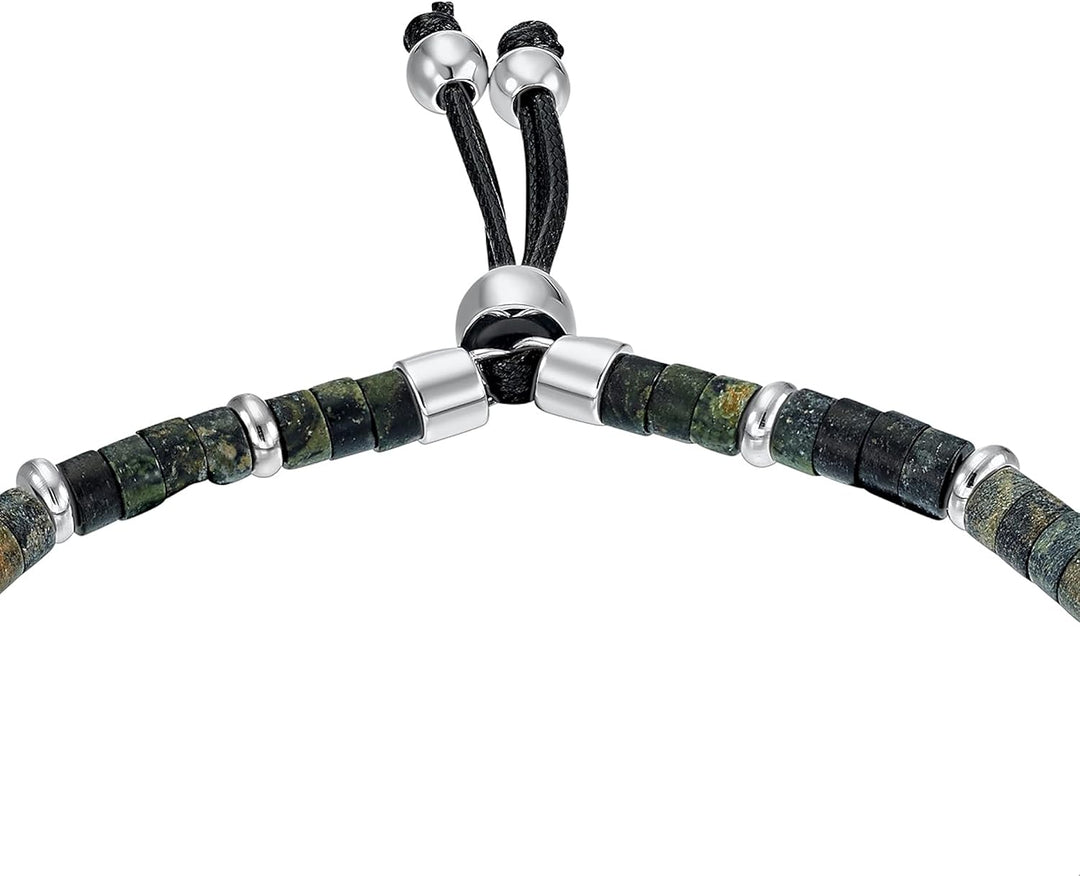 s.Oliver Identarmband Edelstahl Herren Armschmuck, Silber, Kommt in Schmuck Geschenk Box Beads grün,