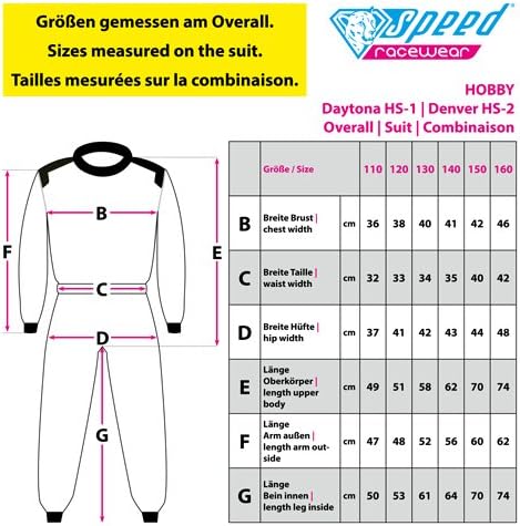 Speed Kartoverall Schwarz/weiss - Denver HS-2 Modell 2018 Racewear (XL)