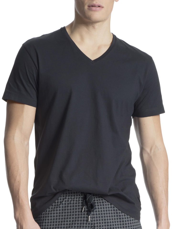 CALIDA Remix Basic Sleep Kurzarm-Shirt, V-Neck Herren 46-48 Dark Sapphire, 46-48 Dark Sapphire