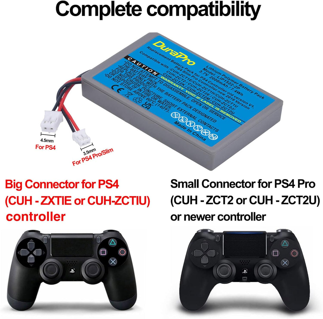 DuraPro 2X 2000mAh Battery Akku kompatibel mit Sony PS4 Slim / PS4 Pro PS4 LIP1522 KCR1410 Dualshock
